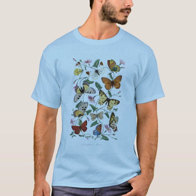 Antique Paul Gervais Butterflies Natural History T-Shirt (Front)
