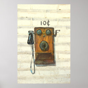 antique pay phone poster
