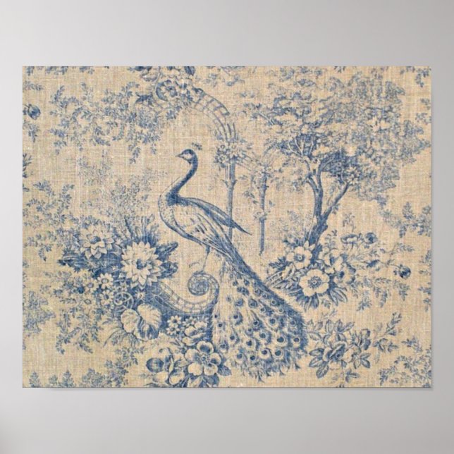 Antique Peacock Toile Poster (Front)