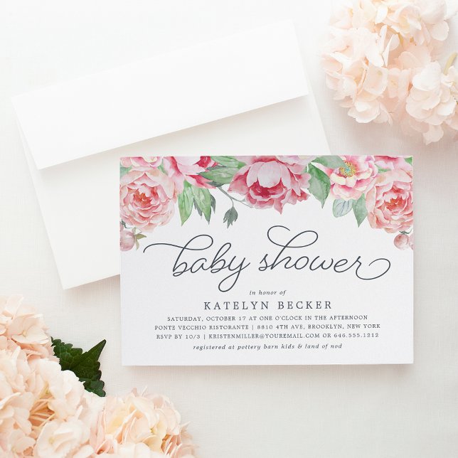 Antique Peony Baby Shower Invitation (Creator Uploaded)