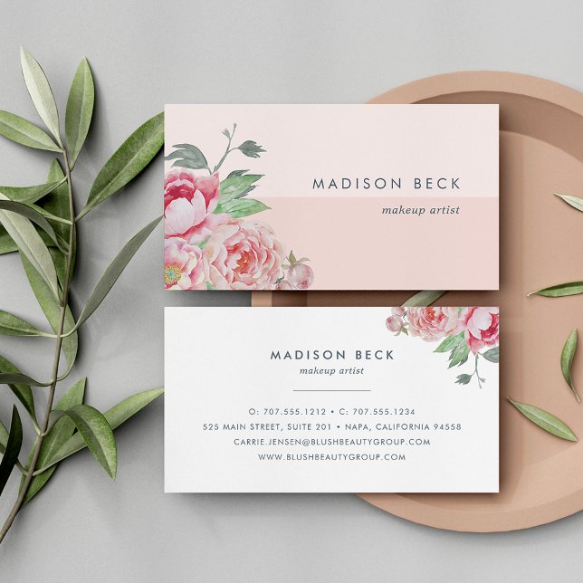 Antique Peony | Blush Pink Colorblock Business Card (Creator Uploaded)
