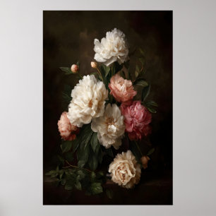 Antique Peony Bouquet Vintage Floral Wall Art