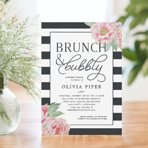 Antique Peony Brunch & Bubbly Bridal Shower Invite