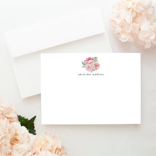 Antique Peony Personalised Stationery Card