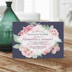 Antique Peony Rehearsal Dinner Invitation