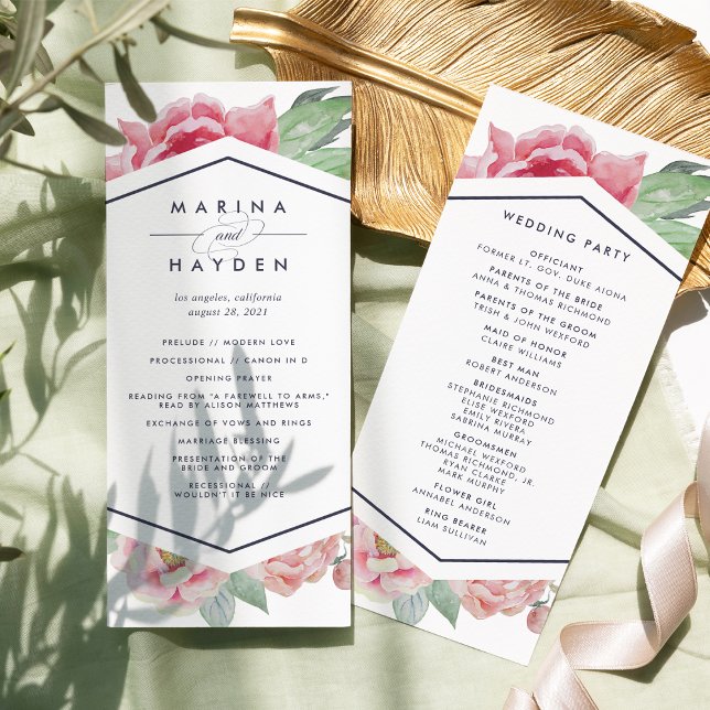 Antique Peony Wedding Ceremony Program (Creator Uploaded)