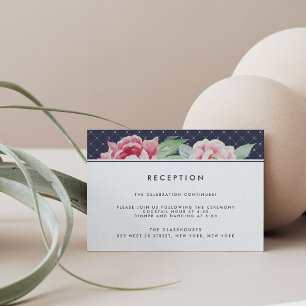 Antique Peony Wedding Reception Card