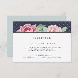 Antique Peony Wedding Reception Card