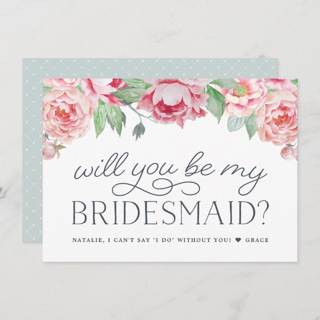 Antique Peony | Will You Be My Bridesmaid Card (Front/Back)