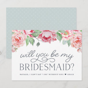 Antique Peony   Will You Be My Bridesmaid Card