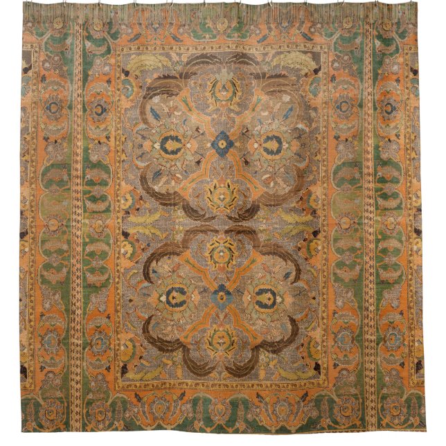 Antique Persian Carpet Brown Orange Shower Curtain (Front)