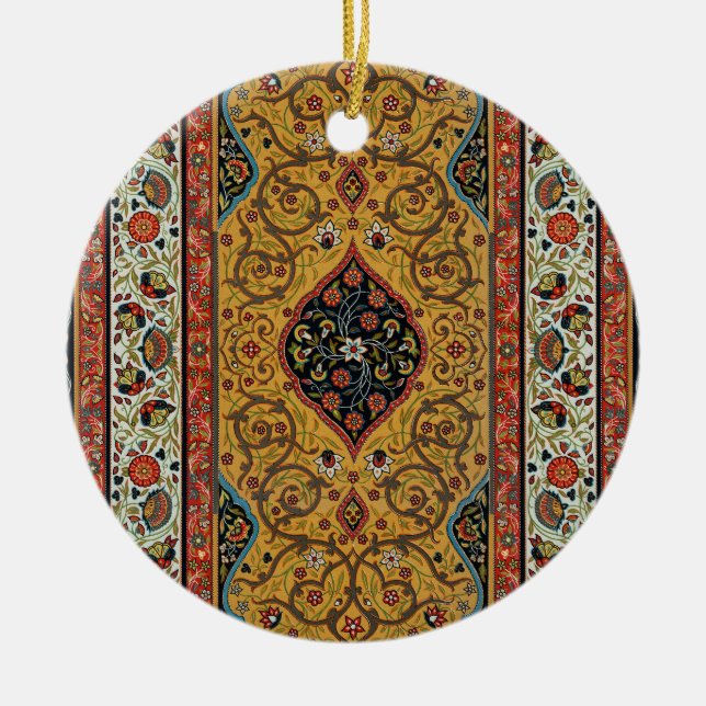Antique Persian Carpet Elegant Design Ceramic Ornament (Front)