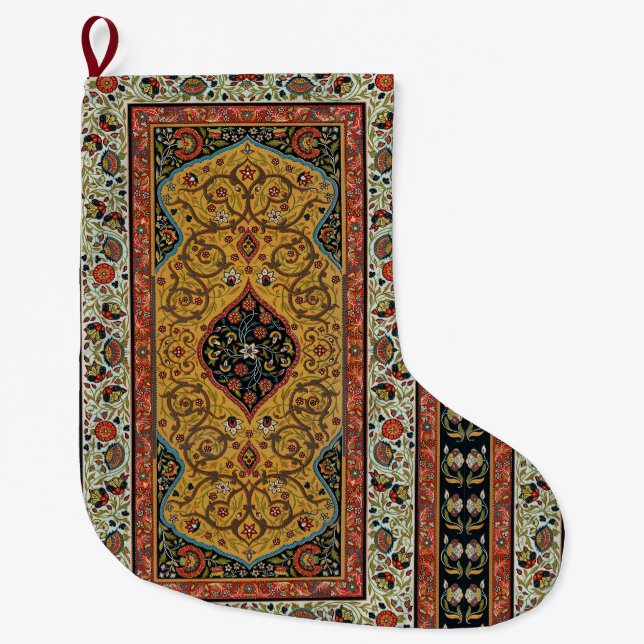Antique Persian Carpet Elegant Design Large Christmas Stocking (Front)