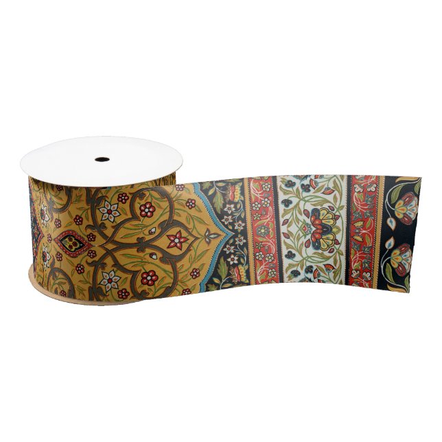 Antique Persian Carpet Elegant Design Satin Ribbon (Spool)