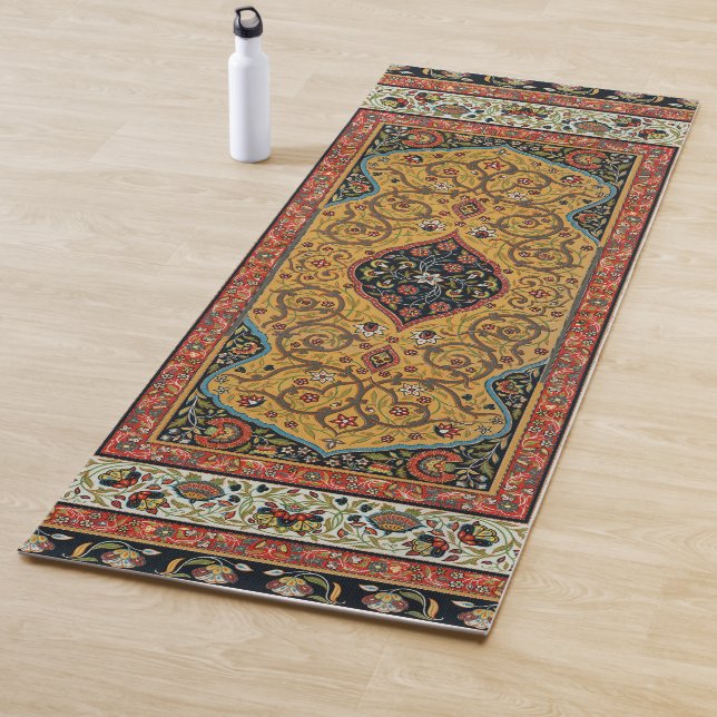 Antique Persian Carpet Elegant Design Yoga Mat (In Situ)