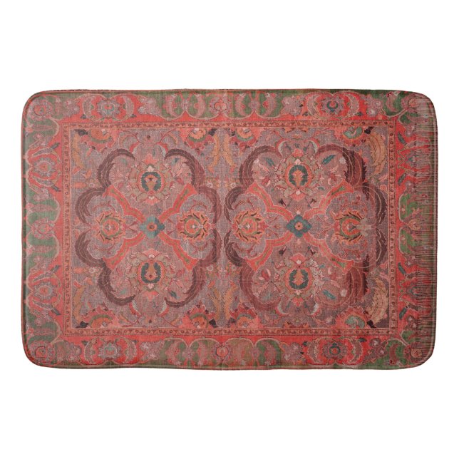 Antique Persian Carpet Red Bath Mat (Front)