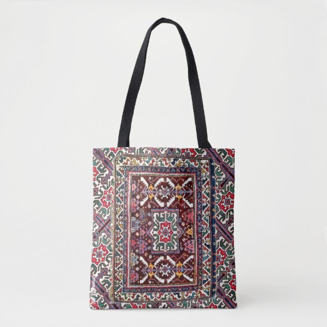 Antique Persian Oriental Rug Design Tote Bag (Front)