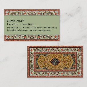 Antique Persian Rich Carpet Elegant Rug Carpet Business Card