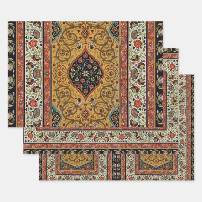 Antique Persian Rich Carpet Elegant Rug Carpet Wrapping Paper Sheet (Set)