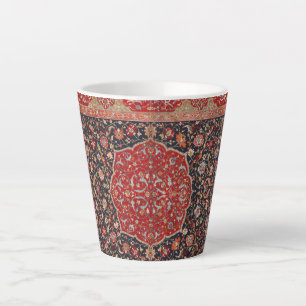 Antique Persian Rug Distressed Vintage Art Pattern Latte Mug