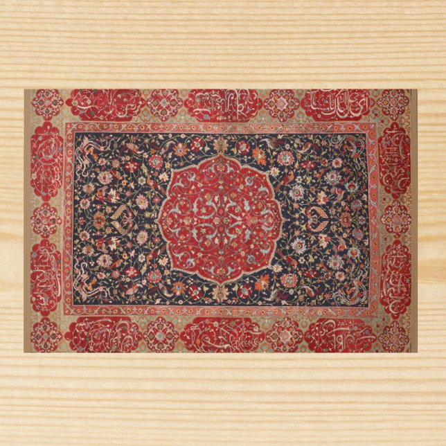 Antique Persian Rug Pattern Red Black Doormat (An elegant touch for front door or inside the house)