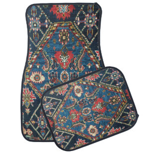 Antique Persian Turkish Carpet, Blue Car Mat