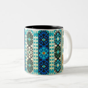 Antique Persian Turkish  Pattern, Blue Green Two-Tone Coffee Mug