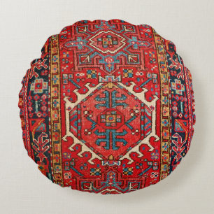 Antique Persian, Turkish Rug Pattern Round Cushion