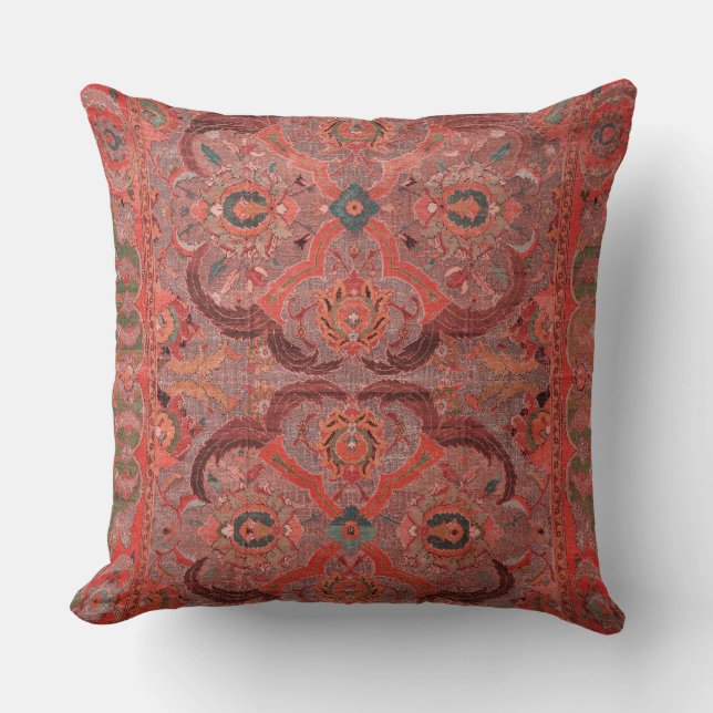 Antique Persian Vintage Pattern Carpet Red Cushion (Front)