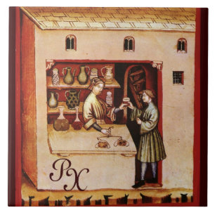 ANTIQUE PHARMACY Medicine, Drug Store,Monogram Tile