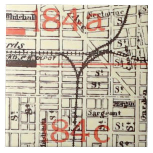 Antique Philadelphia PA City Map Pattern Ceramic Tile