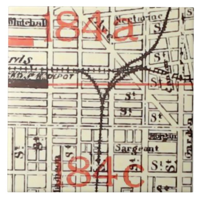 Antique Philadelphia PA City Map Pattern Ceramic Tile (Front)