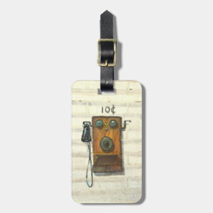 antique phone luggage tag