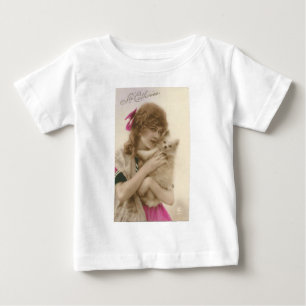 Antique Photo Victorian Woman and Dog Baby T-Shirt