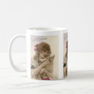 Antique Photo Victorian Woman and Dog Coffee Mug