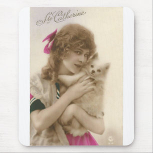 Antique Photo Victorian Woman and Dog Mouse Pad