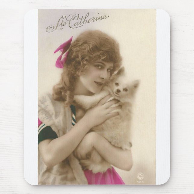 Antique Photo Victorian Woman and Dog Mouse Pad (Front)