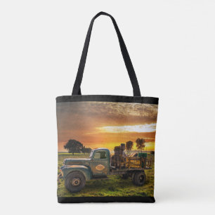 Antique Pickup in the Countryside Tote Bag