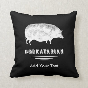 Antique Pig Bacon Lover Porkatarian Funny Cushion