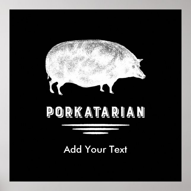 Antique Pig Bacon Lover Porkatarian Funny Poster (Front)