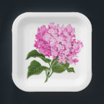 Antique Pink Hydrangea Blossom Paper Plate<br><div class="desc">An antique illustration of a pretty pink hydrangea bloom takes centre stage on this paper party plate and coordinates seamlessly with various events from bridal showers to baby showers and everything in between.</div>