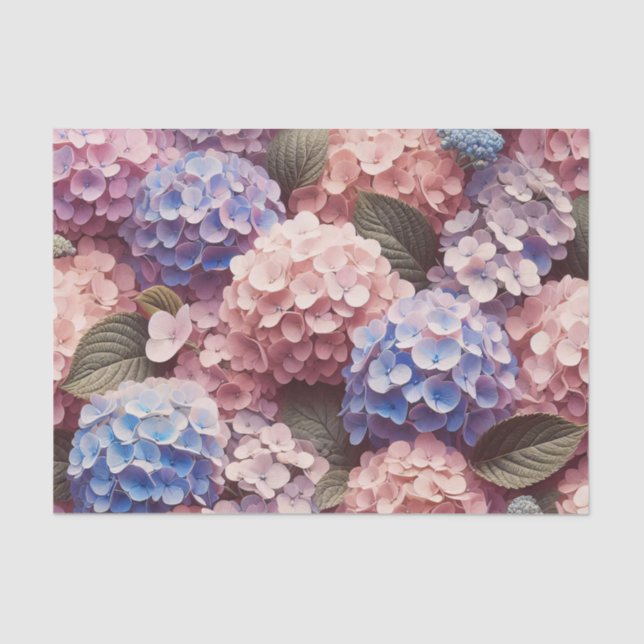 Antique Pink Purple Hydrangea Decoupage Tissue Tissue Paper (Front)