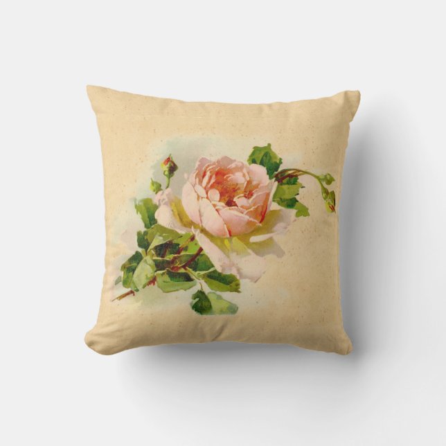 Antique Pink Rose Cushion (Front)