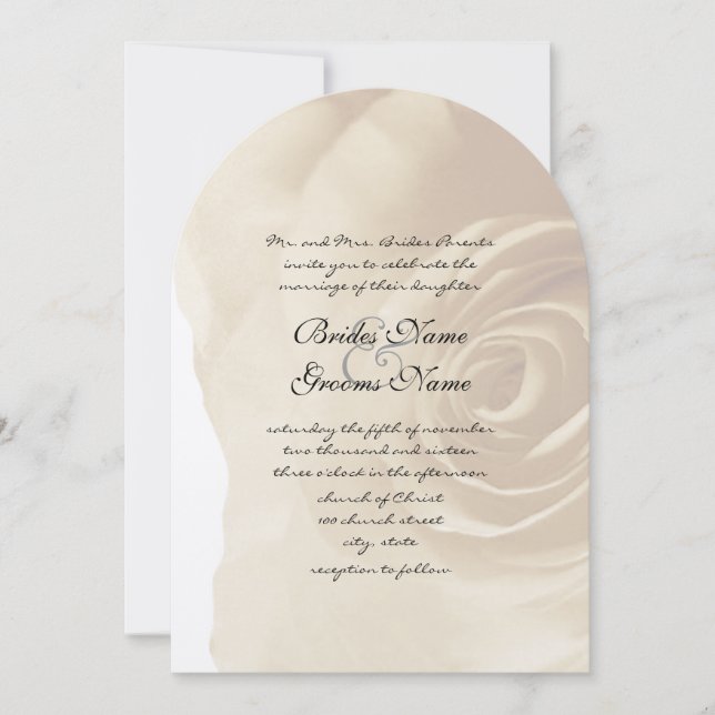 Antique Pink Rose Wedding Invitation (Front)