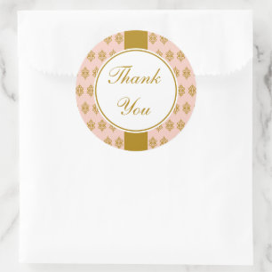 Antique Pink Thank You Stickers