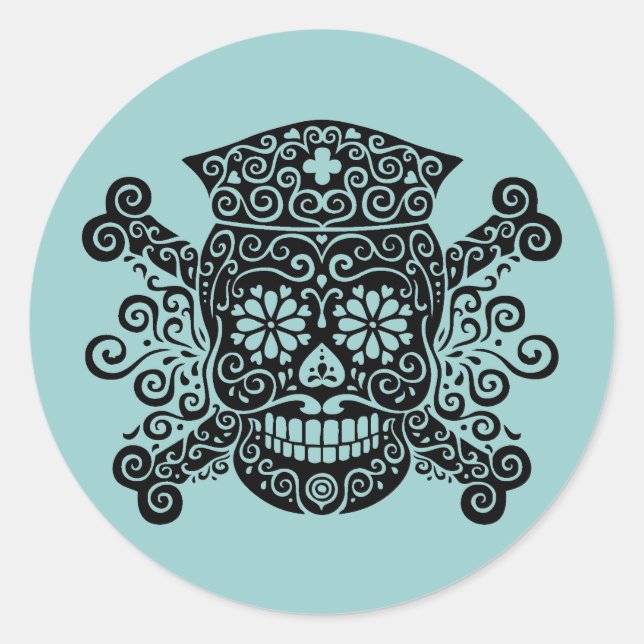 Antique Pirate Nurse Classic Round Sticker (Front)