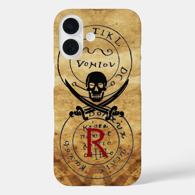ANTIQUE  PIRATES TREASURE MAP ,SKULL AND SWORDS Case-Mate iPhone CASE (Back)