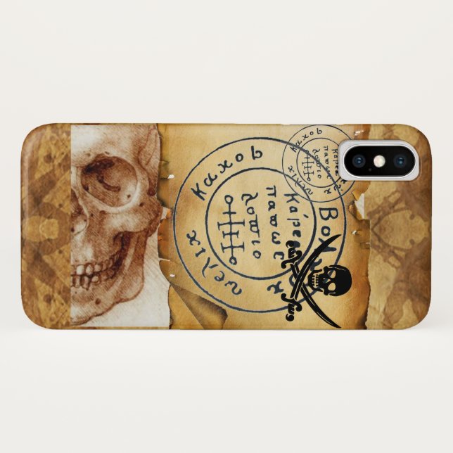 ANTIQUE  PIRATES TREASURE MAP ,SKULL AND SWORDS Case-Mate iPhone CASE (Back (Horizontal))