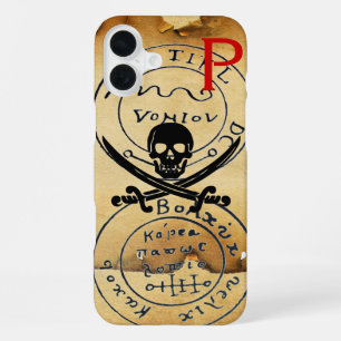 ANTIQUE PIRATES TREASURE MAP ,SKULL AND SWORDS iPhone 16 PLUS CASE