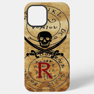 ANTIQUE PIRATES TREASURE MAP ,SKULL AND SWORDS iPhone CASE